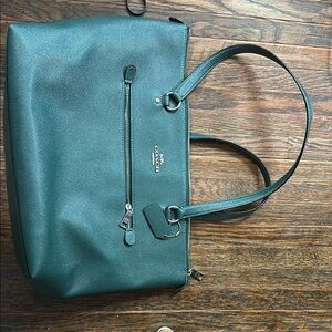 Coach Green Leather Tote Bag